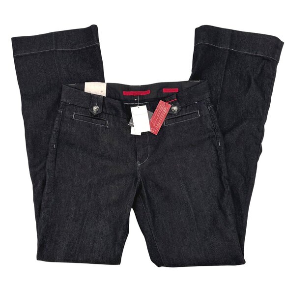 NWT Banana Republic Womens Black Mid Rise Flared Trouser Jean Sz. 31/12L - Picture 1 of 12